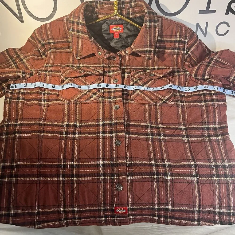 Dickies Rust Red Plaid Quilted Lined Shirt Jacket Womens XL - Picture 6 of 8